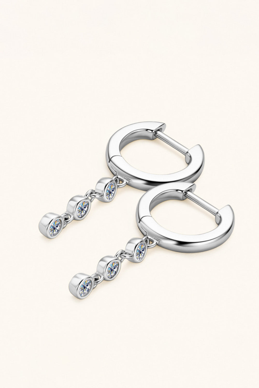 Moissanite Decor Pendientes de plata de ley 925