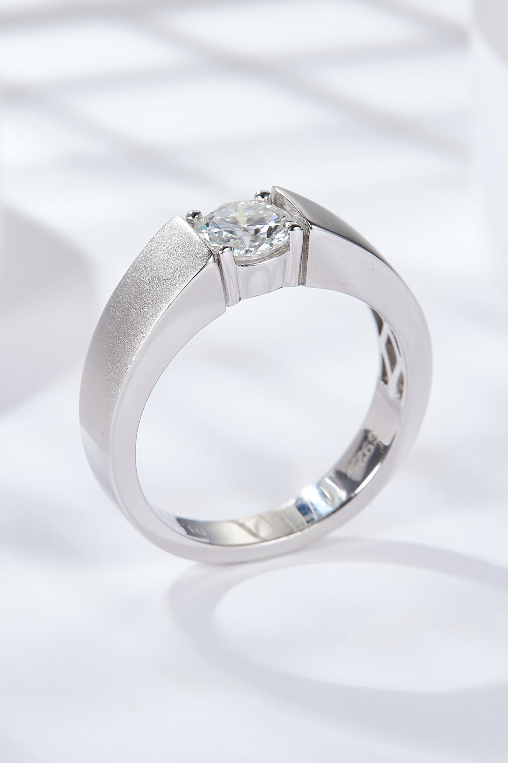 Anillo Moissanite de Plata de Ley 925 de I Quilates