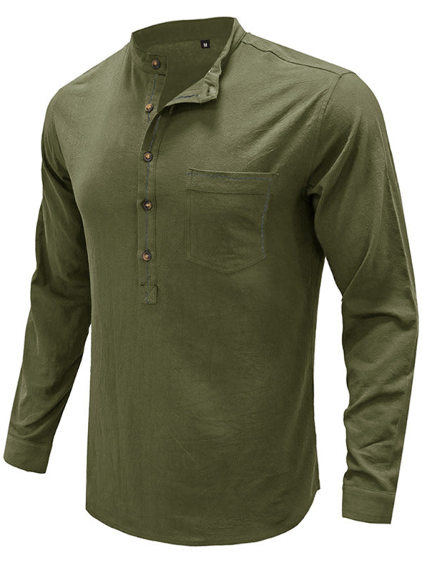 Camiseta Henley de manga larga Defender Performance de color liso para hombre 
