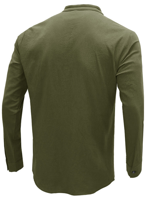 Camiseta Henley de manga larga Defender Performance de color liso para hombre 