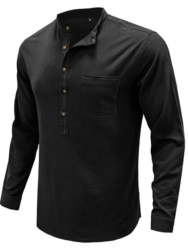 Camiseta Henley de manga larga Defender Performance de color liso para hombre 