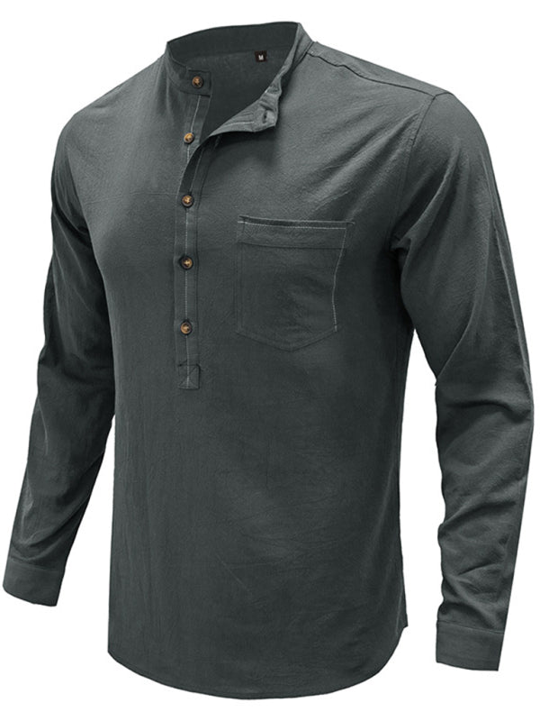 Camiseta Henley de manga larga Defender Performance de color liso para hombre 