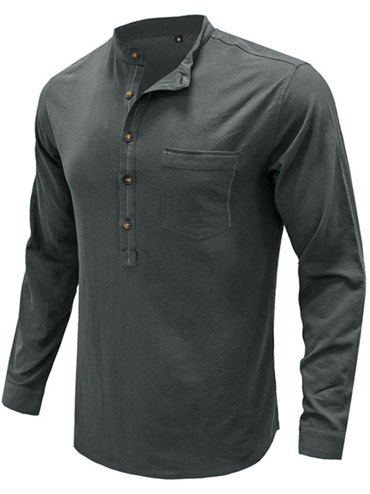 Men's Solid Color Defender Performance Long Sleeve Henley