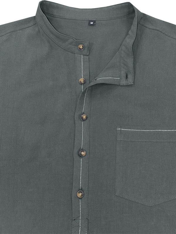 Camiseta Henley de manga larga Defender Performance de color liso para hombre 