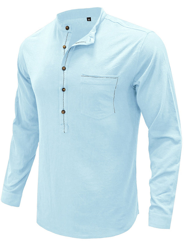Camiseta Henley de manga larga Defender Performance de color liso para hombre 