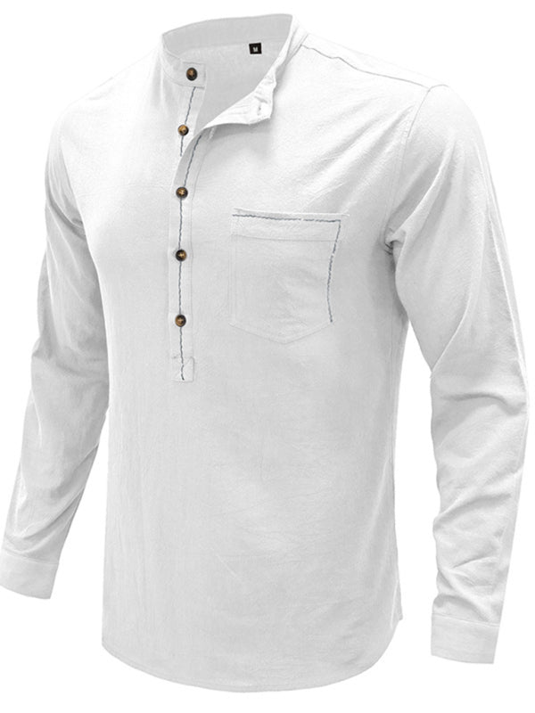 Camiseta Henley de manga larga Defender Performance de color liso para hombre 